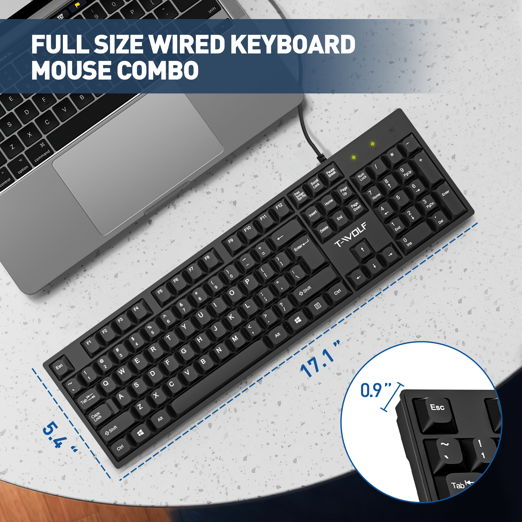 Cshidworld Wired Keyboard and Mouse Combo, Black photo 4