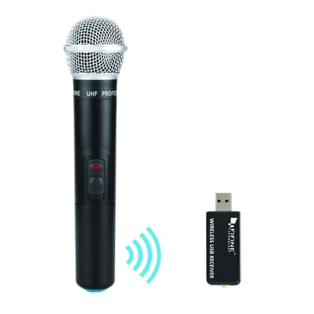 Fifine Wireless Microphone, USB Microphone,UHF Handheld Dynamic Microphone with USB Receiver Output to Mac or PC For Singing,Podcasting and online
