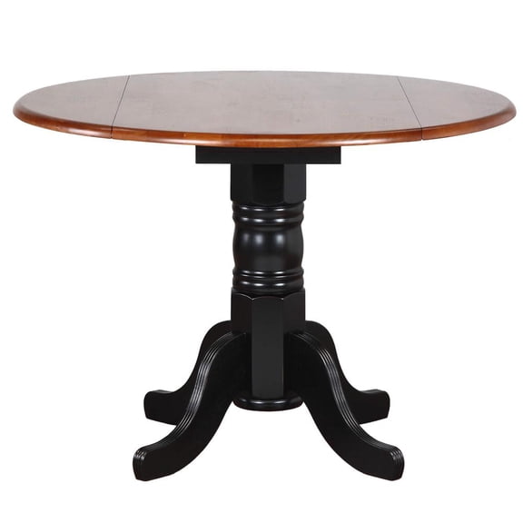 Sunset Trading Black Cherry Selections 42" Drop Leaf Wood Dining Table in Black