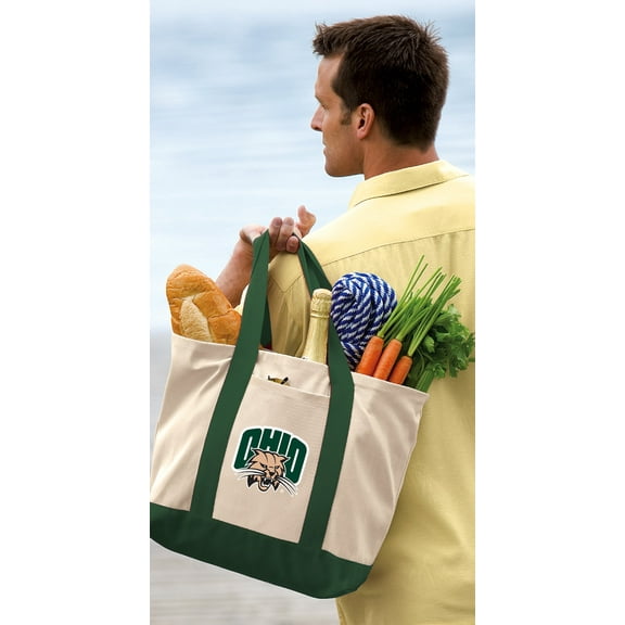 Ohio Bobcats Tote Bag COTTON Ohio University Totes for TRAVEL BEACH SHOPPING