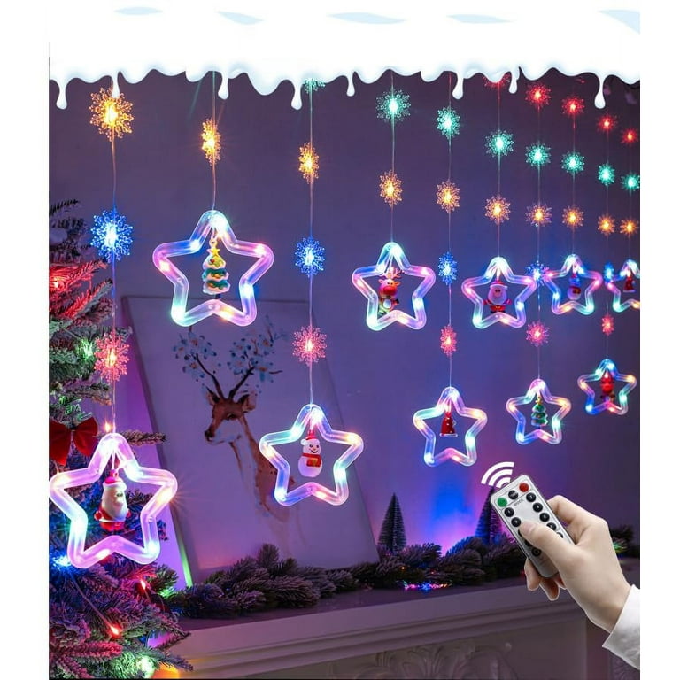 Battery operated star curtain lights new arrivals