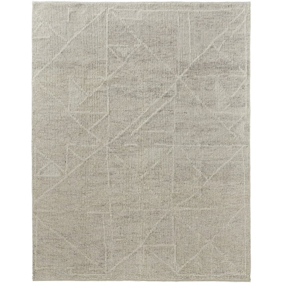6' X 9' Tan and Ivory Wool Hand Knotted Area Rug