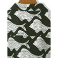 thumbnail image 6 of LA LEELA Men's Button-Down Collar Shirts Holiday Aloha Tops Short Sleeve Hawaii Shirt Cruise Summer Vacation Shirt For Men L Fish, Black, 6 of 7