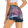 thumbnail image 3 of Goofa Boat Lighthouse Storm Waves Printed Women 2 in 1 Running Shorts,Quick Dry Athletic Workout Shorts,High Waisted Athletic Shorts with Liner Pockets-XX-Large, 3 of 9