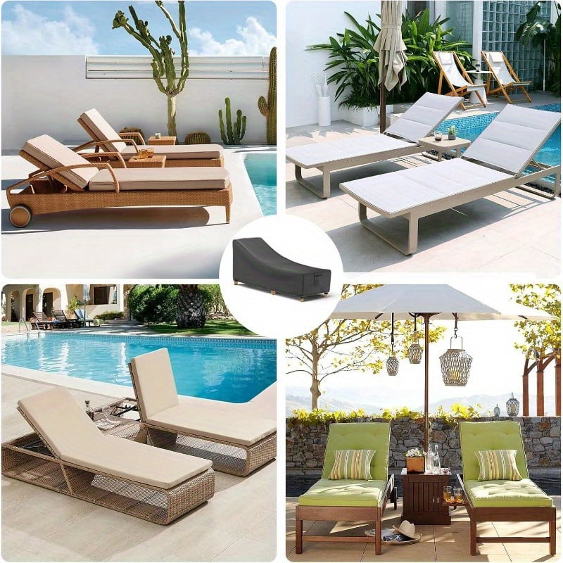 2Pcs Chaise Lounge Cover, Patio Furniture Covers, Waterproof UV Resistant Outdoor Lounge Chair Covers with Air Vent, Heavy Duty