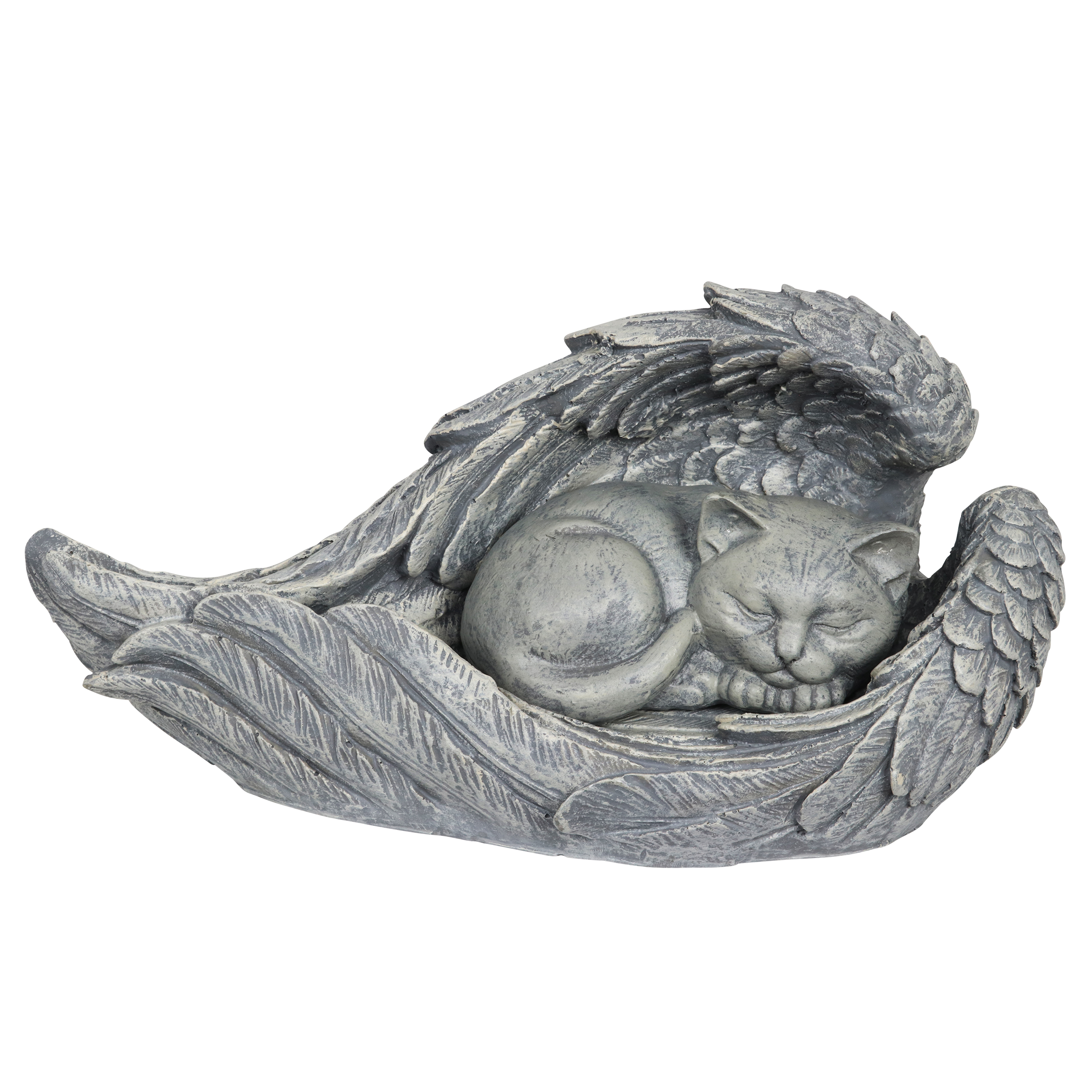 Exhart Cat in Angel Wings Garden Statue, 14 by 6 inches, Resin, Grey