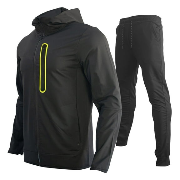 XINSDOAKK Sweatsuits 2pcs Sets Mens Active mens tracksuit two pieces,Fashion hoodie Sweatsuits outdoor Full Zip Long sleeve Casual lightweight sportwear (Black,XXXL)