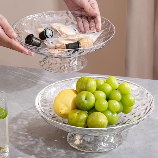 Feltree Lightweight Draining Fruit and Vegetable Plate with Detachable Base for Kitchen Living Room Coffee Table, 10 Inch Plastic Serving Tray