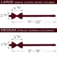 thumbnail image 5 of Boy's Burgundy Bow Tie with Handkerchief Pre-Tied Style Formal Satin Classic Bowtie for Tuxedo Faux Silk, by Adam Young (Medium, Merlot Red), 5 of 5