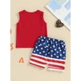 thumbnail image 6 of vera natura 4th of July Toddler Boys Outfits Fuzzy Letter Embroidered Tank Tops and Stripe Stars Print Shorts 2Pcs Clothes Set, 6 of 9