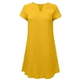 thumbnail image 6 of Yteetum Yellow Dresses for Women Summer Fashion Solid Color Loose Fitting Cotton Linen Dress Comfortable V-neck Knee Length Casual Loungewear Ladies Dresses XXXXL - Summer Savings Clearance, 6 of 6