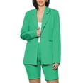 thumbnail image 1 of Franhais Women Two-piece Pants Suit, Solid Color Single-breasted Blazer and Straight Fit Shorts, 1 of 6