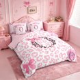 thumbnail image 2 of Erosebridal Leopard Letter O Initial Monogram Queen Bedding Sets For Cheetah Lover,Cute Bowknot 7pcs Bedding Comforter Set For Kids,Pink Reversible, 2 of 7