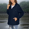 thumbnail image 2 of Lightweight Rain Jacket Women, Yigetop Female Solid Color Hooded Sun Clothing Jacket Lightweight Close Fitting Sports Outdoor Long Sleeve Zipper Jacket Rain Coats for Women Navy S, 2 of 5