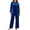 Blue, variant on Women's Velvet 2 Piece Set Crew Neck Long Sleeve Top Wide Leg Pants Set XXXXXL