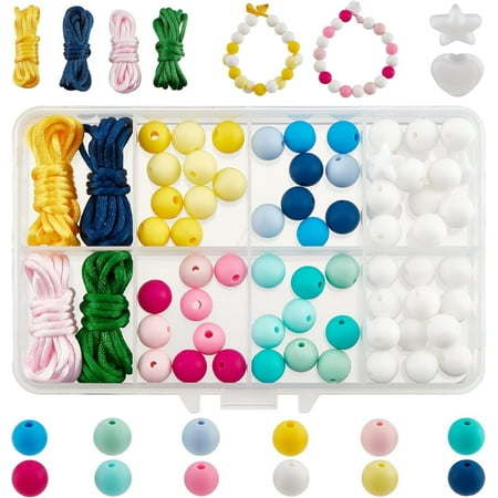 Bead Bracelet Making Kit 8~10mm Silicon Beads Bracelet Making Kit Summer Surfer Bracelet Making Kit Handmade Friendship Bracelet Accessories for Women Jewelry Making
