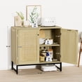 thumbnail image 3 of Glavbiku Modern 2Door Rattan Cabinet,Accent Sideboard for Room W/ Non-Slip Foot Mats,Light Oak, 3 of 14