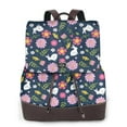 thumbnail image 1 of Easygdp Floral Rabbit Mochila de Cuero para Mujeres, Bolso de Hombro, Bolsos de Mano de Moda para Trabajo y Viajes, 1 of 4