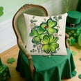 thumbnail image 3 of Green Lucky Charm Pillow Covers for March Holiday Home Outdoor Decor Sofa, Hello Shamrocks St Patricks Day Throw Pillow Covers Clover Hat Cotton Linen Cushion Case, 3 of 4