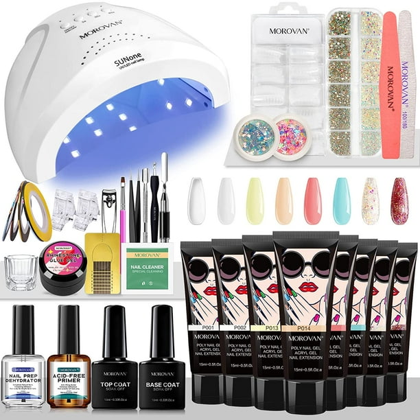 Morovan Poly Nail Gel Kit for Beginners, Nail Extension Gel Kit with U
