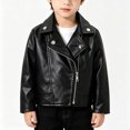 thumbnail image 5 of DJDLJWCJ Boys Leather Jacket Faux Leather Solid Color Biker Style Kids Jacket Winter Windproof Zipper Up Jacket Black Size 5T, 5 of 9