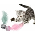 thumbnail image 4 of Juguetes para gatos, bola de textura de cielo estrellado, bola de espuma de material EVA, juguete interactivo para masticar con pluma, juguetes interactivos para gatos, juguete para lanzar, 3 piezas, 4 of 5