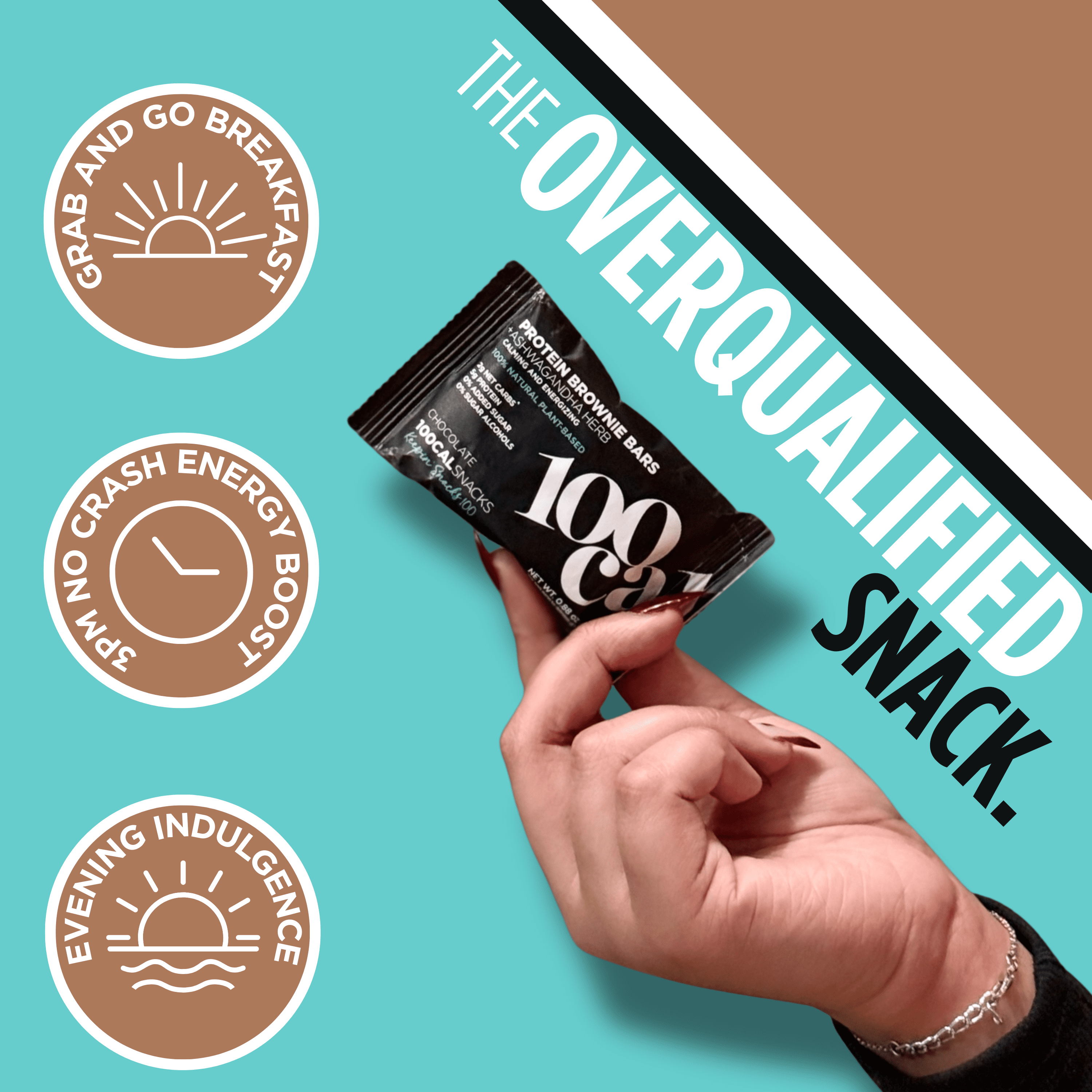 100 Cal Snacks Protein Bars, Chocolate Brownie, Vegan Gluten Free Snack Bars, Zero Sugar Added,  0.88 oz, 20 Count