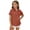1-Brick Red1532, variant on WOYY Girls Short Sleeve Button Down Shirt Casual Solid Loose Fit Pocket Shirt, Sizes 3-16