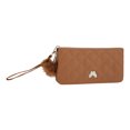 thumbnail image 3 of Unique Bargains 1 Pc Coin Purse Wallet Portable Rhombus Check Wristband Plush Pom Zip Coin Purse Pouch Brown, 3 of 5