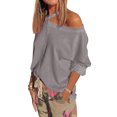 thumbnail image 3 of Women Cold Shoulder Crew Neck Long Sleeve Cut Out Pullover Shirt, 3 of 4