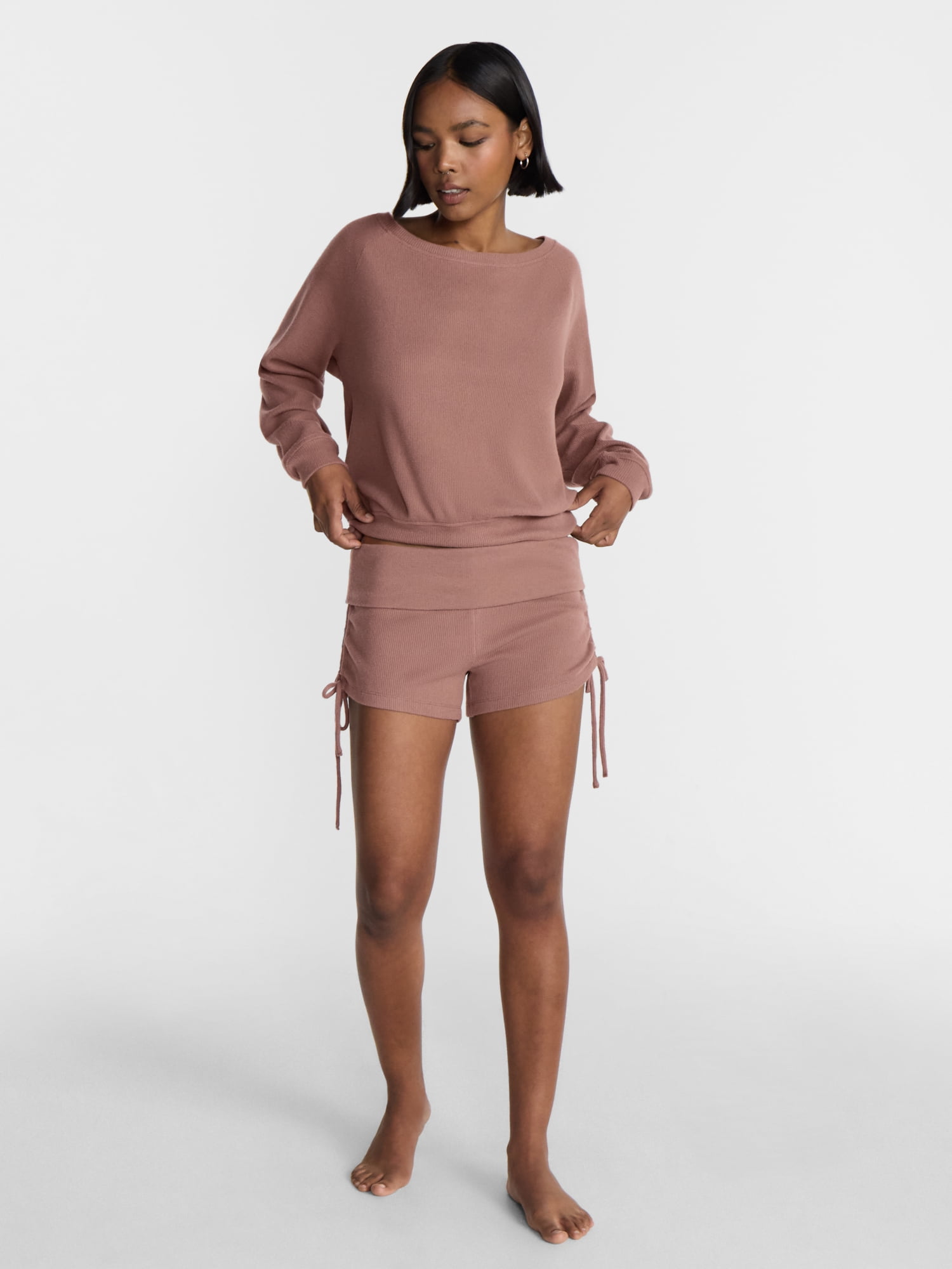 No Boundaries Waffle Knit Sleep Shorts, 2.5'' Inseam, Women’s and Women's Plus XS-2X