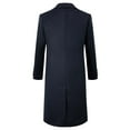 thumbnail image 4 of Lovskoo 2024 Mens Winter Coats Single Breasted Pea Coat Business Woolen Coat Turn-Down Collar Button Medium Style Overcoat Trench Coat Navy, 4 of 8