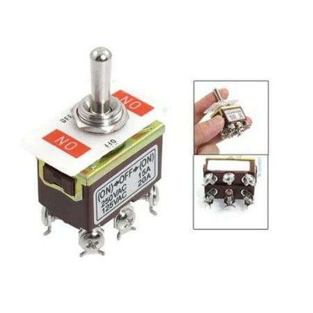 Toggle Switch Dpdt 6 Terminal - DPDT 6-Pin 3-Position Spring Momentary Metal Toggle Switch 240V/15A 120V/20A AC