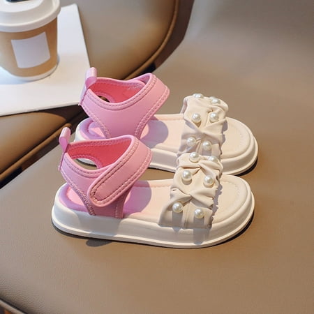 

PEASKJP Little Girl Anti-Slip Open Toe Summer Sandals Rhinestone Sandal Pink 36