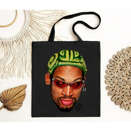vintage Dennis Rodman Zig Zag Green Hair Rodzilla Hollywood 90 s Vintage Design Tote Bag - White-TH4629