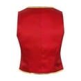 thumbnail image 2 of TiaoBug Mens Victorian V Neck Medieval Gothic Suit Vest Gold Leather Trim Waistcoat Steampunk Renaissance Costume Red L, 2 of 7