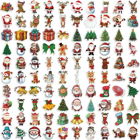 Hbtdoern 100PCS Christmas Stickers, Classroom Holiday Sticker Pack for Crafts, Reward Charts & Scrapbooking