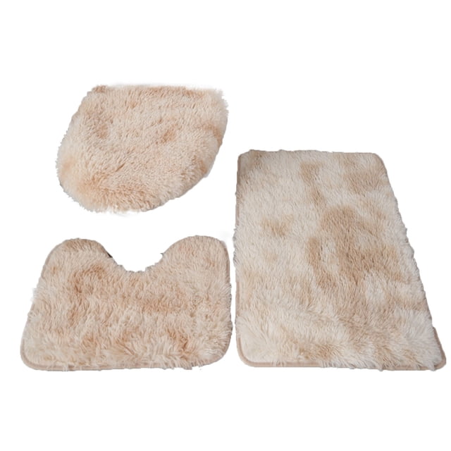 Naiovety Juego de 3 alfombrillas de baño e inodoro lavables a máquina para una fácil limpieza, buena elección para satisfacer las Juegos de accesorios de baño camello poco profundo U40*5+45*50+ 50*80