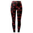 thumbnail image 3 of Tummy Control Women's Leggings High Waisted Valentines Day Heart Printed Running Tights for Women Skimpy Soft Sport Yoga Pants Red L, 3 of 4