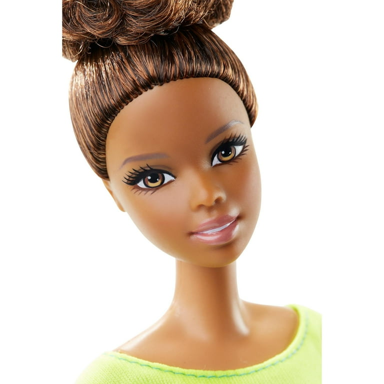 Barbie Made to Move Posable Doll in Green Color-Blocked Top and Yoga  Leggings, Flexible with Brown Hair - The Black Toy Store