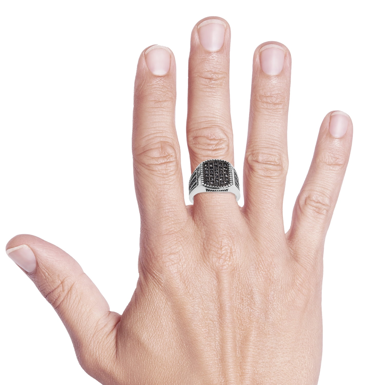 Princess Kylie Oxidized Sterling Silver Medieval Cross Stamp Ring