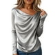 thumbnail image 3 of TaTaai Women's Pleated Blouse, Casual Long Sleeve Round Neck Shirt, Soft Flowy Fabric, Perfect for Daily Wear, Party and Spring Summer Activities Gift, 3 of 5