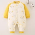 thumbnail image 2 of MeetoTime Baby Boys Girls Cotton Jumpsuits Three-layer Warm Quilted Winter Thickened Infant Toddler Rompers Baby Crawling Clothes, 2 of 3