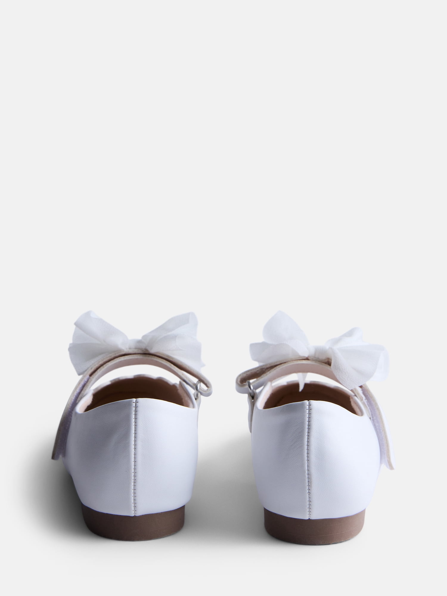 Wonder Nation Little Girls and Big Girls Scallop Ballet Flats with Tulle Bow