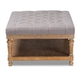 thumbnail image 4 of Bowery Hill Gray Linen Upholstered Graywashed Wood Cocktail Ottoman, 4 of 9