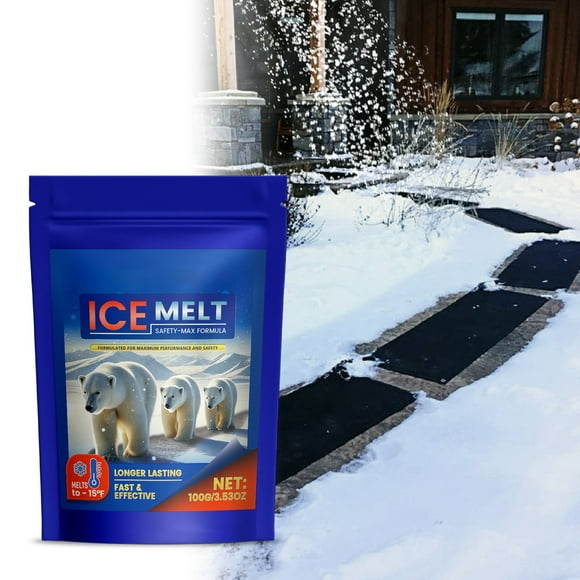 Snow & Ice Melt Salt for Driveways, Concrete-Safe, 100 g, Works in Extreme Cold to -15°F