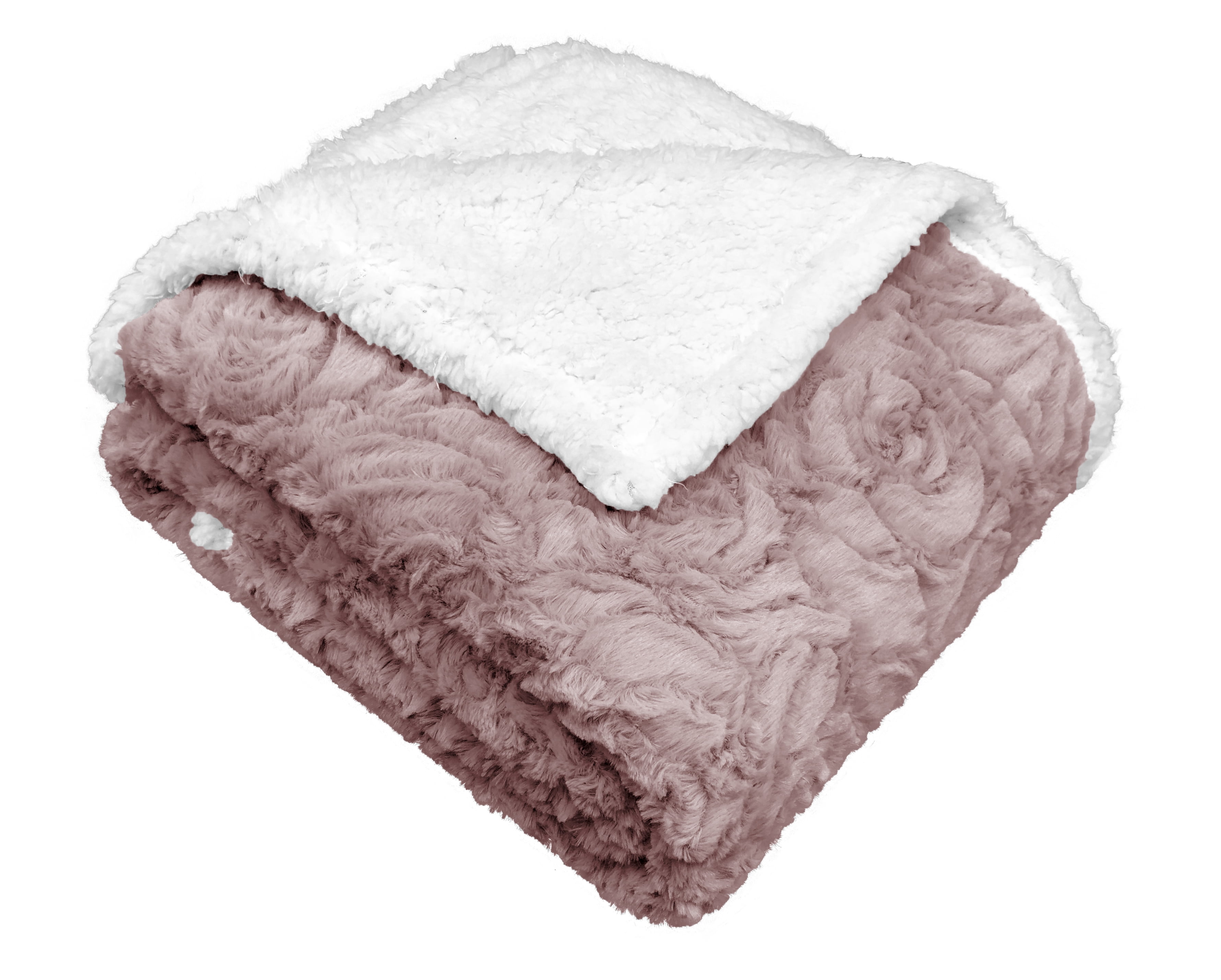 Beverly Faux Fur Sherpa Throw Deep Rose 50x60 inches