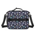 thumbnail image 2 of Astronaut and Moon Blue Pattern Insulated Lunch Bag with Shoulder Strap and Bottle Holder,Bento School Lunch Bag Box,11x9.5x3.5 Inches, 2 of 5