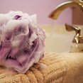 thumbnail image 5 of Set de esponja de baño de malla de encaje >> 2 exfoliantes en 1 de Shower Bouquet: Puf grande de 60 g (paquete de 4 colores): exfolie y limpie la piel con lujosos accesorios de bañ, 5 of 5