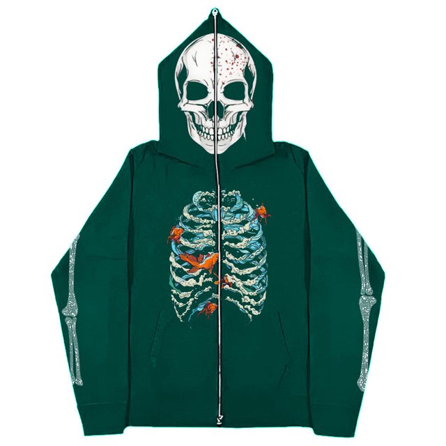 Sudadera con esternón oscura Y2K europea y americana, sudaderas con capucha para hombres y mujeres, pareja gótica, sudadera con cremallera larga de gran tamaño Harajuku